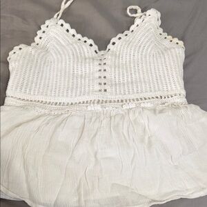 Hollister Ivory Crochet Knit Top